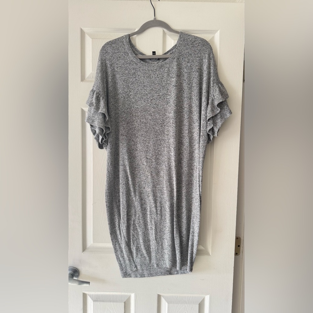 Express Women's Heather Gray Knit T-Shirt Dress - Picture 2 of 5